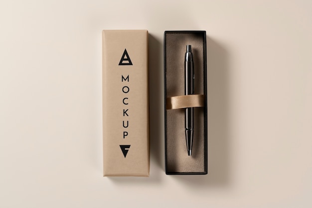 PSD cardboard pen box mock-up design