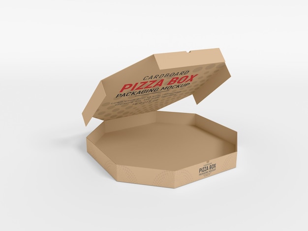 PSD cardboard pizza box branding mockup