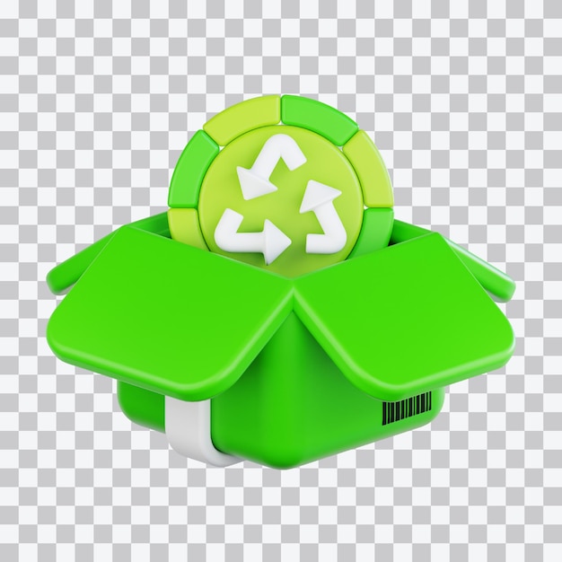 cardboard recycling 3d illustration