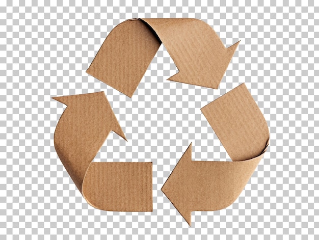 PSD cardboard recycling symbol isolated on transparent background png psd