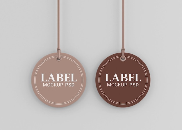 PSD cardboard rounded label tag mockup