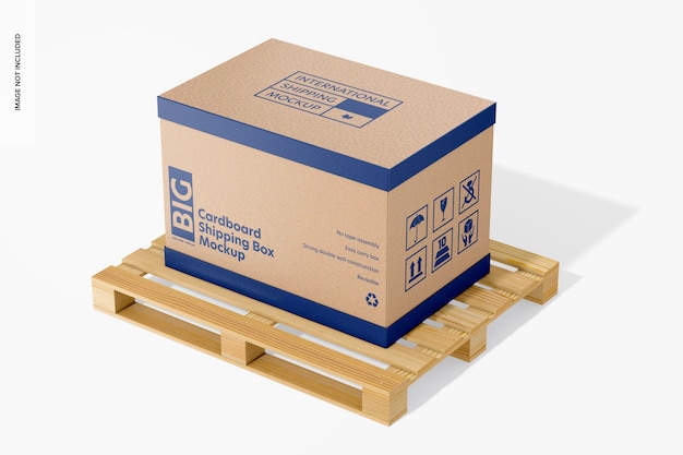 PSD cardboard shipping box mockup perspective