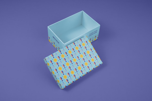 PSD Дизайн макета картонной коробки для обуви