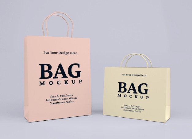 Cardboard shopping bag mockup