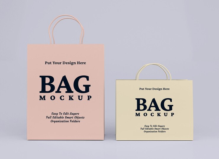Cardboard shopping bag mockup 