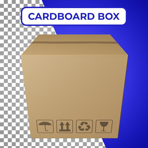 段ボール収納ボックス アイコン 3 d レンダリング