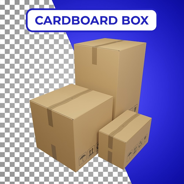 Cardboard storage box icon 3d render