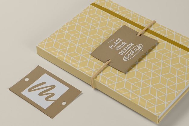 PSD cardboard tag mock-up design for notebook