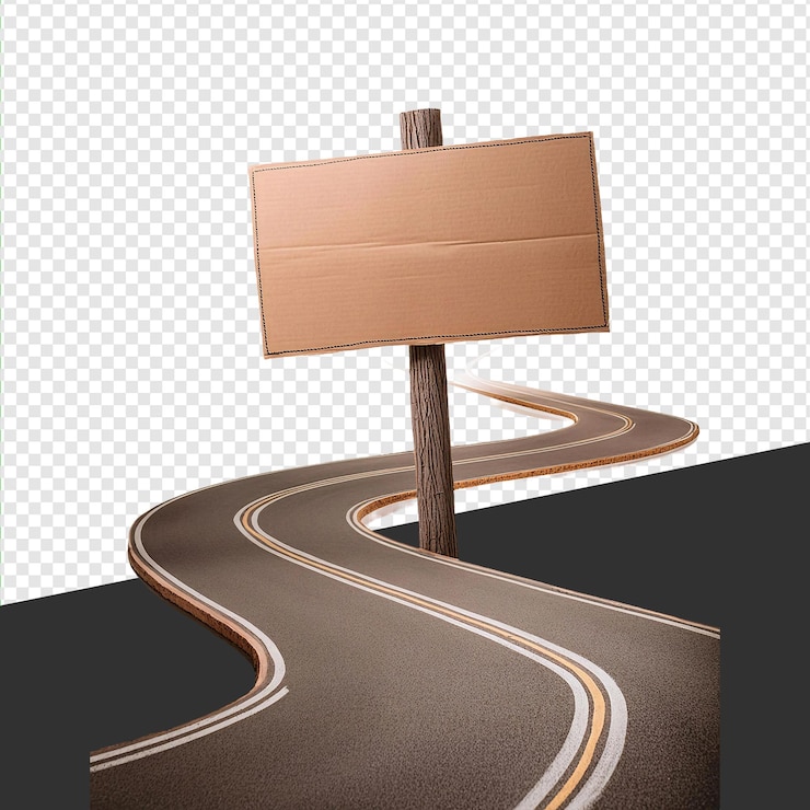 PSD cardboard traffic t sign for road safety transparent background png