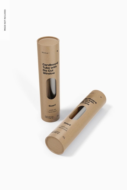 Cardboard tube with die cut window mockup