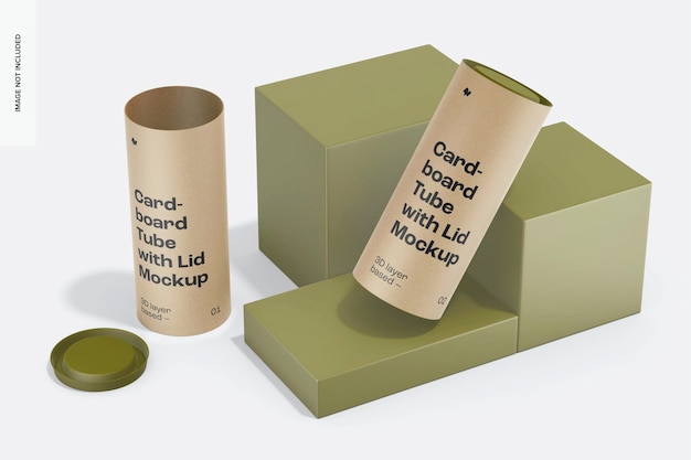 PSD cardboard tube with lid mockup