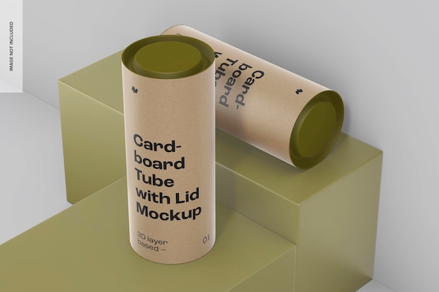 Cardboard Tubes with Lid Mockup, Perspective