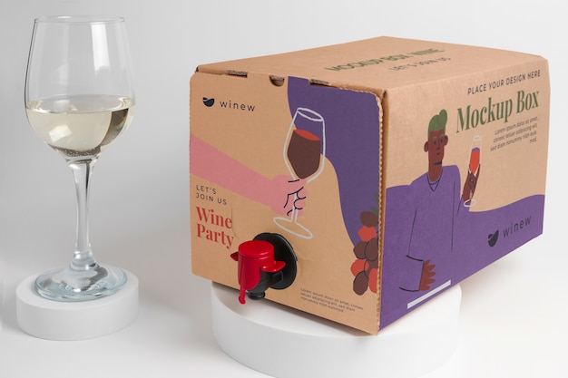 PSD cardboard wine dispenser with glass