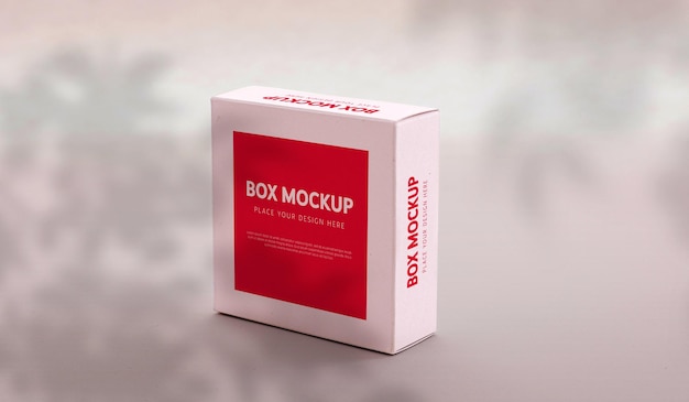 PSD mockup quadrato di cardbox con ombra botanica