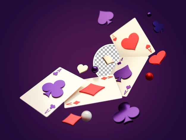 Cards Poker Composition  3D Render, Design Element,