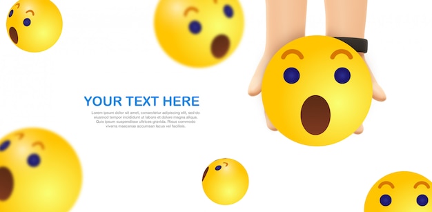 PSD care emoji - hands hold yellow facebook emoticon