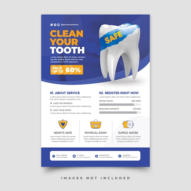 PSD care tooth flyer template