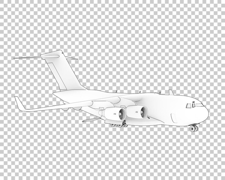 PSD cargo airplane on transparent background 3d rendering illustration