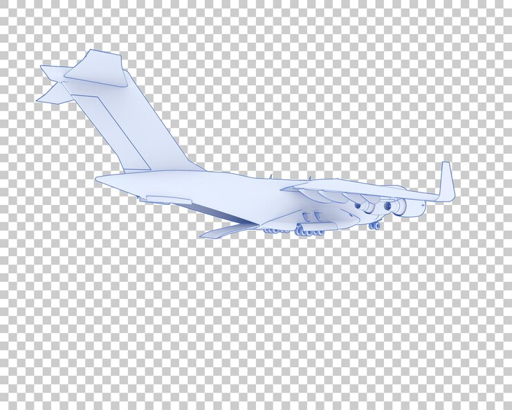 PSD cargo airplane on transparent background 3d rendering illustration
