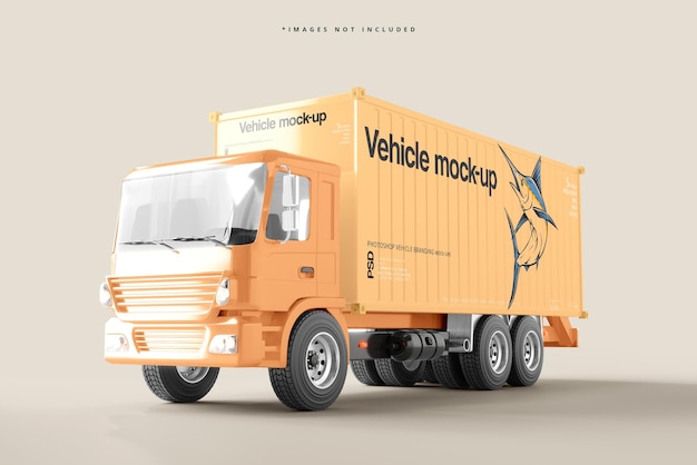 Cargo container truck mockup