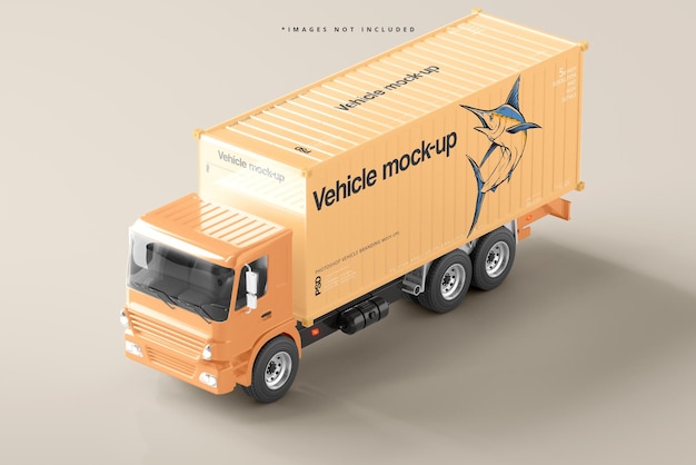 PSD cargo container truck mockup