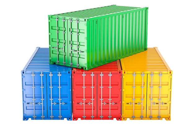 Cargo Containers 3D rendering isolated on transparent background