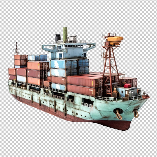 PSD Груз изолированный белый фон корабль на белом фоне с контейнером изолированный для логистики