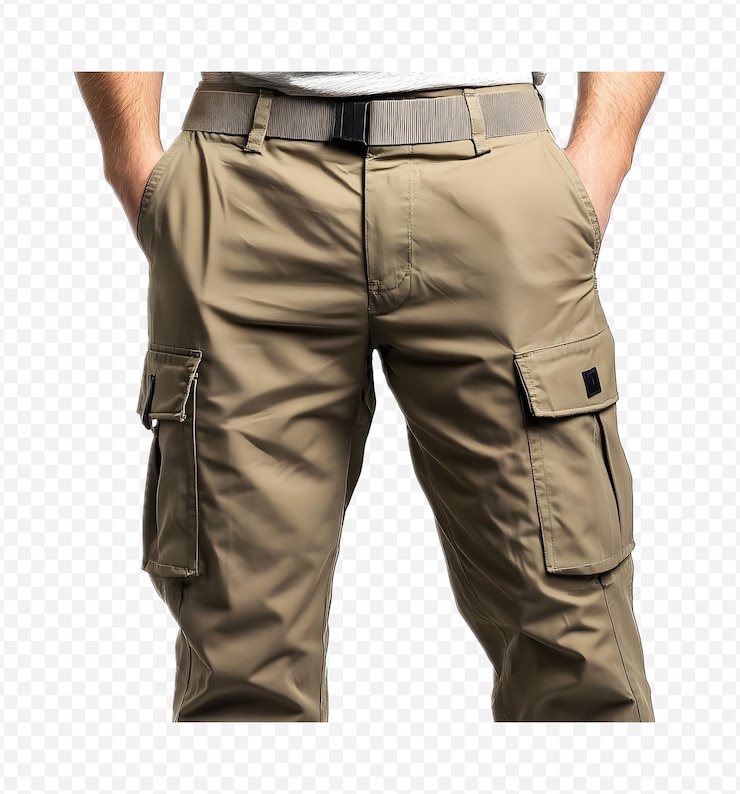 PSD cargo pants for men on a transparent background