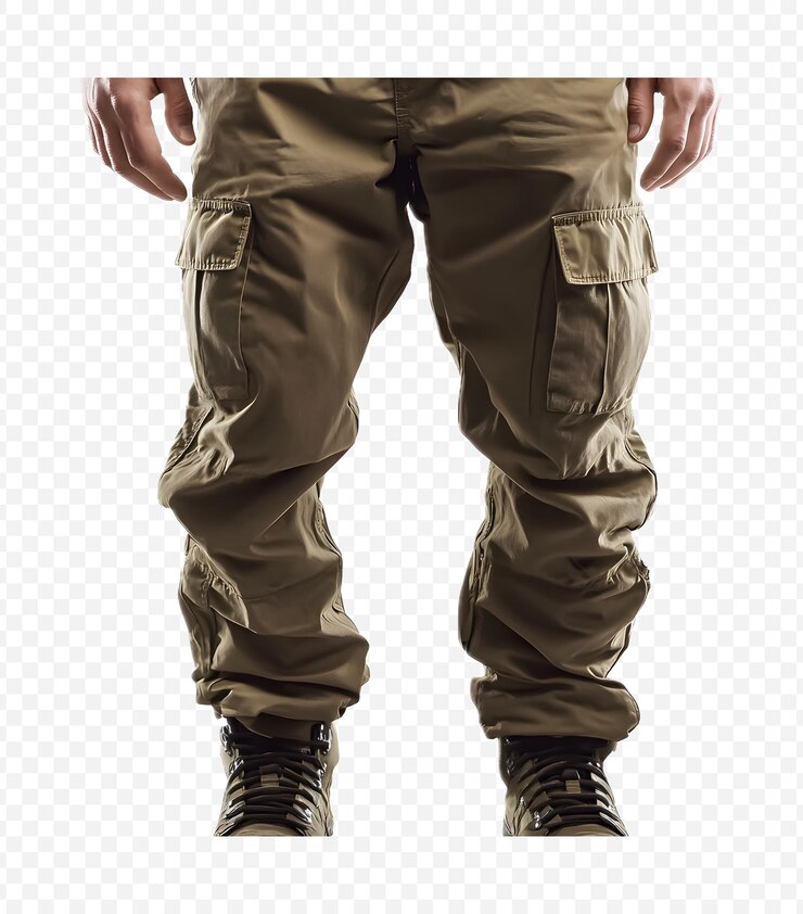 PSD cargo pants for men on a transparent background