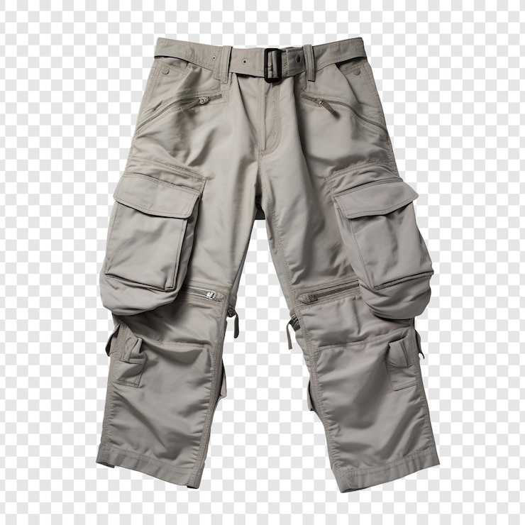 PSD cargo pants for men with a plain isolated on transparent background