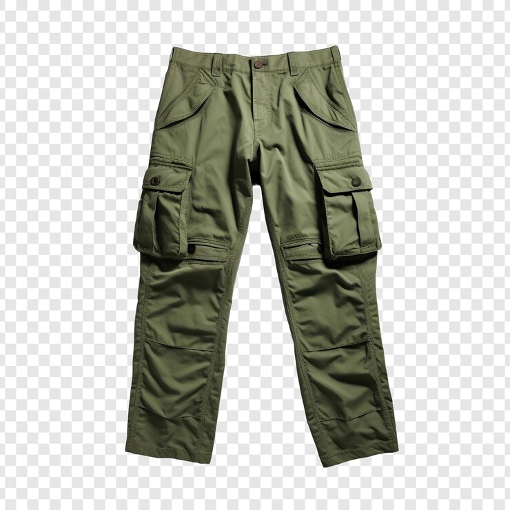 PSD cargo pants for men with a plain isolated on transparent background