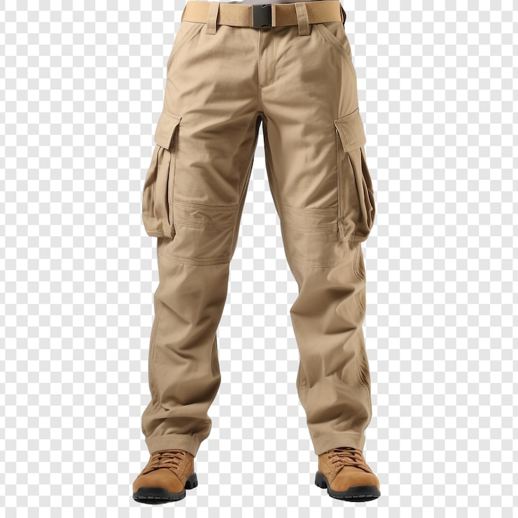 PSD cargo pants for men with a plain isolated on transparent background