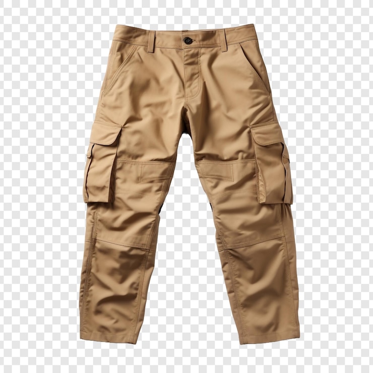 PSD cargo pants for men with a plain isolated on transparent background