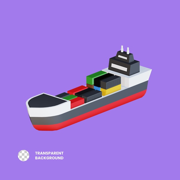 PSD cargo ship 3d rendered icon illustration