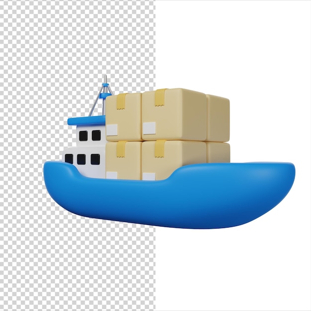 PSD cargo ship delivery 3d render icon