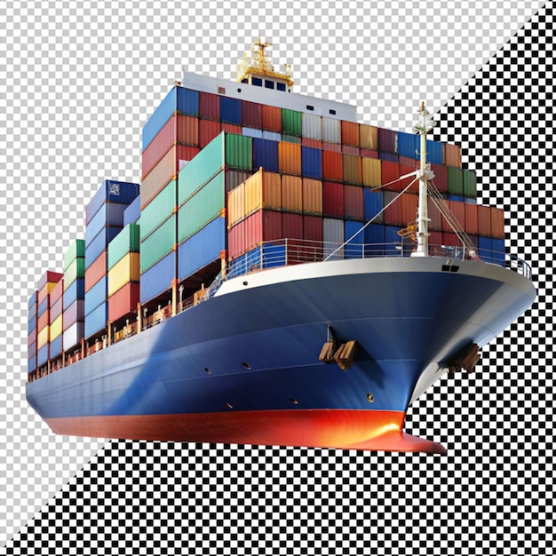 PSD cargo ship on transparent background