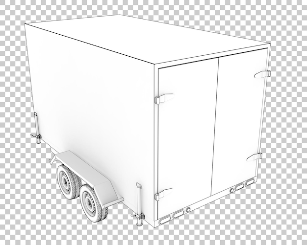 PSD cargo trailer on transparent background 3d rendering illustration