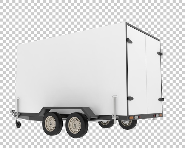 PSD cargo trailer on transparent background 3d rendering illustration