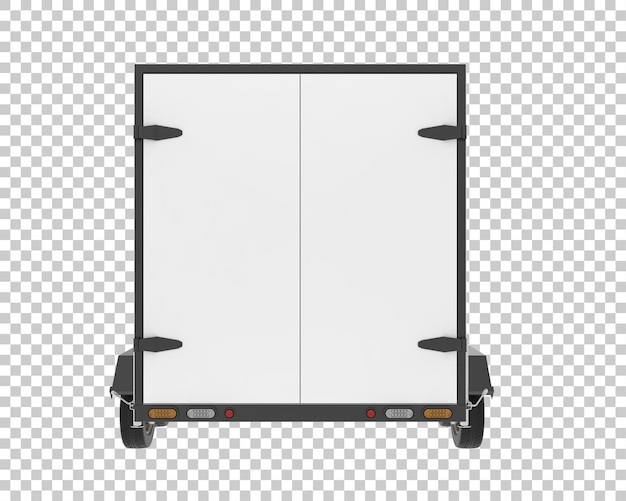 PSD cargo trailer on transparent background 3d rendering illustration