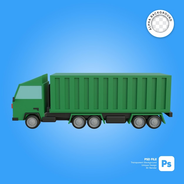 PSD cargo truck side view 3d object