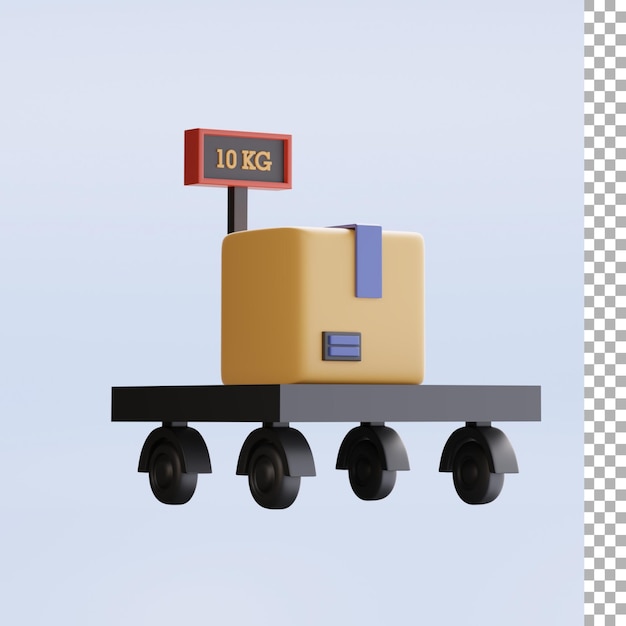 PSD cargo weight and box 3d render