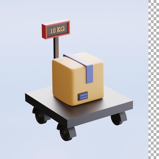 PSD cargo weight and box 3d rendering