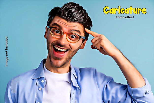 Caricature cartoon effect photo mockup