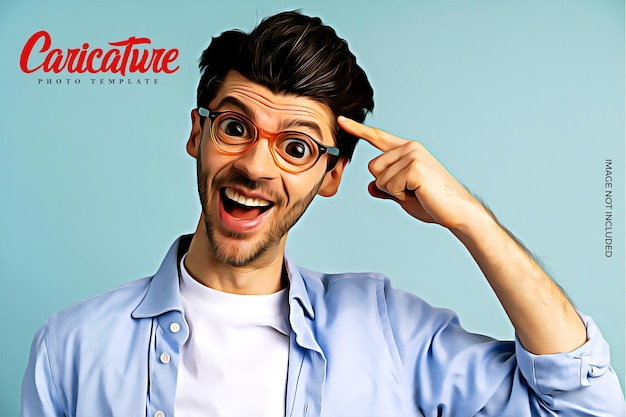 PSD caricature cartoon effect photo mockup