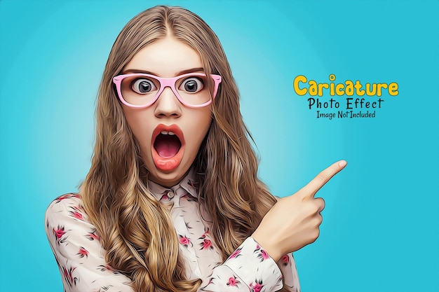 PSD caricature cartoon painting photo effect template