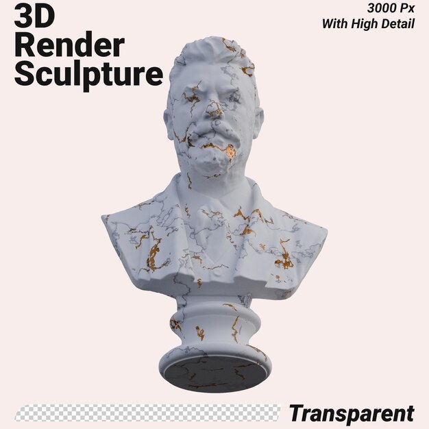 PSD carl jacobsen statua 3d rende isolato perfetto per il vostro design