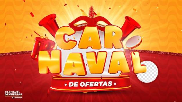 Carnaval Brazilian Party 3D Render Label Изолированный для композиции