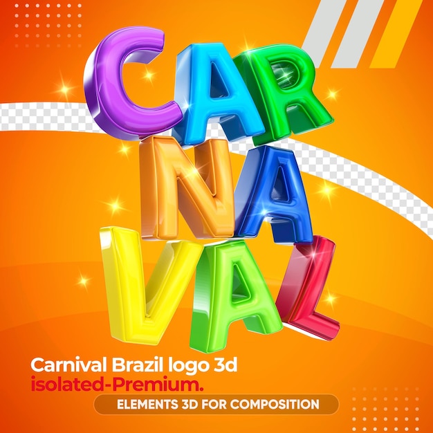 Carnaval brazilië kleuren 3d-logo in 3d-rendering