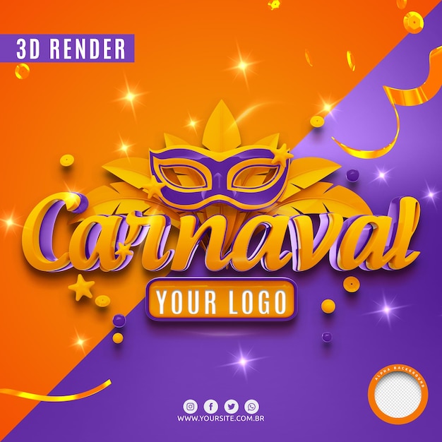 Carnaval deals 3d render geïsoleerd premium psd