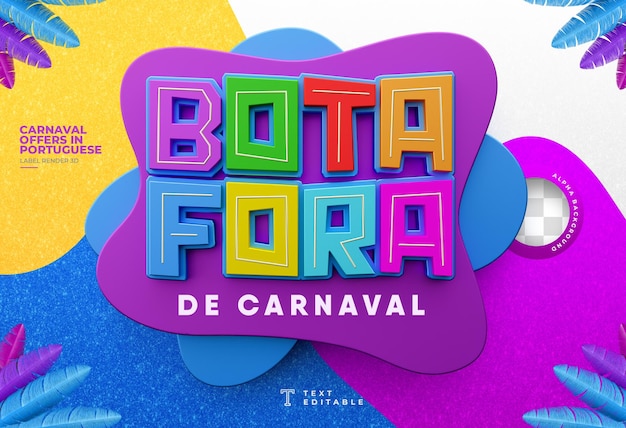 PSD carnaval van deals label in portugees brazilië 3d render sjabloonontwerp goedkeuring deals